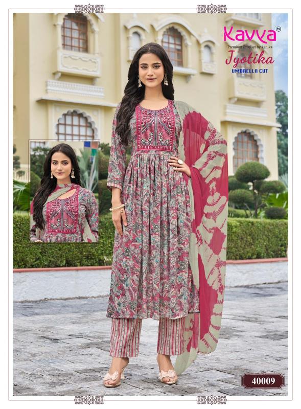 Kavya jyotika vol 40 umbrella cut 3pcs kurtis wholesale